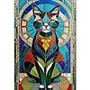 Cat Stained Glass-11CT Stamped Cross Stitch 40*60cm tapestrymarket