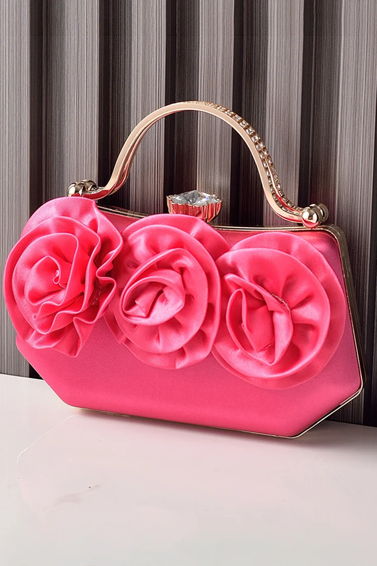 Fashion Solid Color Silk Flower Lock Buckle Evening Bag 2024 - Xpluswear