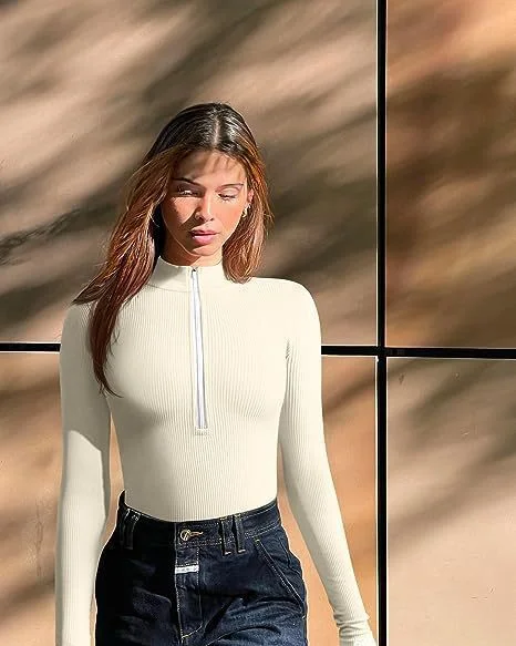 Nigikala Nigikala Long-Sleeved Joint Sexy Rib-Link Long-Sleeved Tops