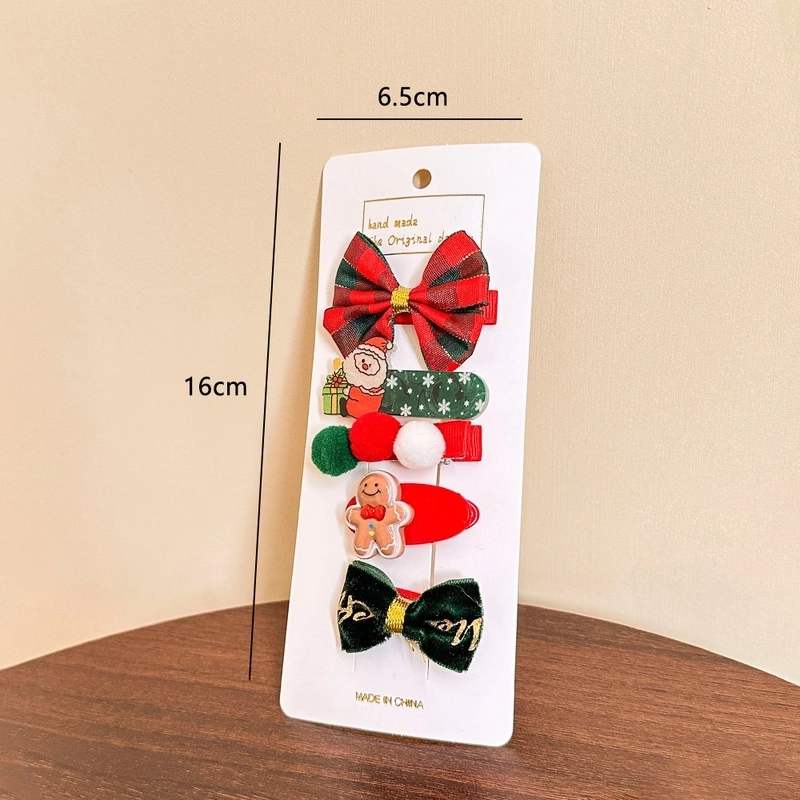 Christmas Cute Kid’S Santa Claus Gingerbread Bow Knot Hair Clip