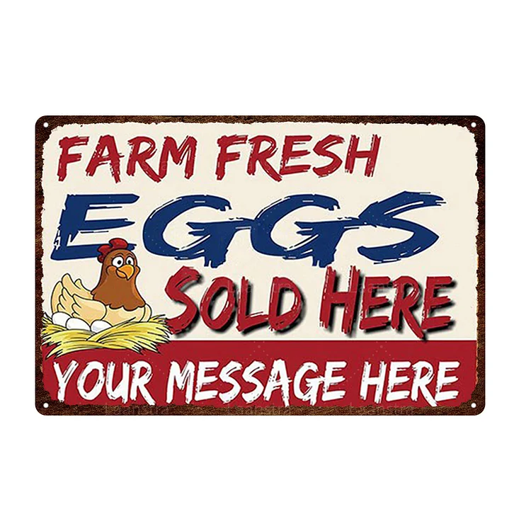 Poulet - œufs frais de la ferme vendus ici Enseignes en étain vintage / enseignes en bois - 7.9x11.8in & 11.8x15.7in