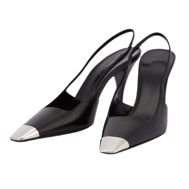 Breakj style Patent Leather Women Pumps Fashion Metal square toe High Heels Office Lady Shoes Spring Summer Slingback Female shoes