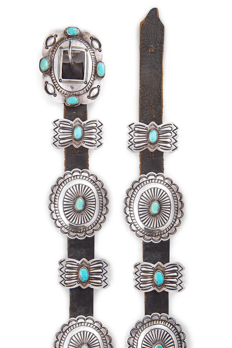 Belt, Concho, 3rd Phase Revival, Turquoise, Old Pawn, 786