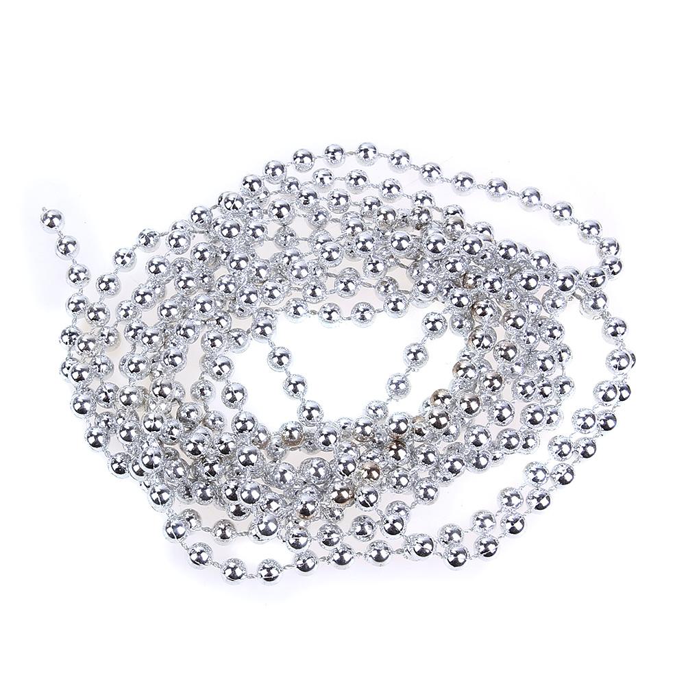 

2.7m Beads Christmas Tree Decor Silver Party Tinsel Xmas Window Decor, 501 Original
