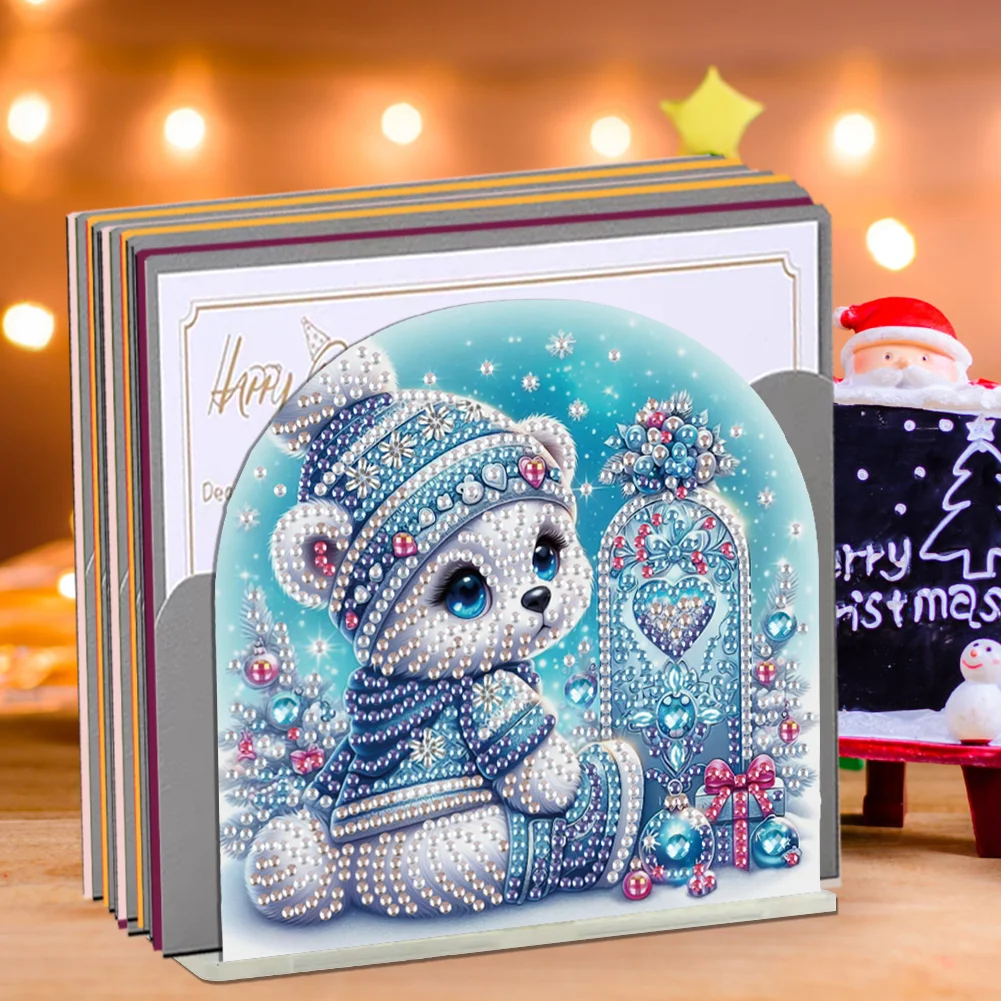 5D DIY Polar Bear Acrylic Diamond Art Painting Napkin Holder Set