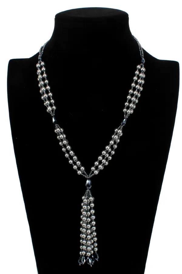 Fashionable Long Pearl Seed Bead Necklace