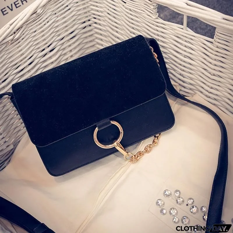 Patchwork  O Ring Chains Shoulder Bags