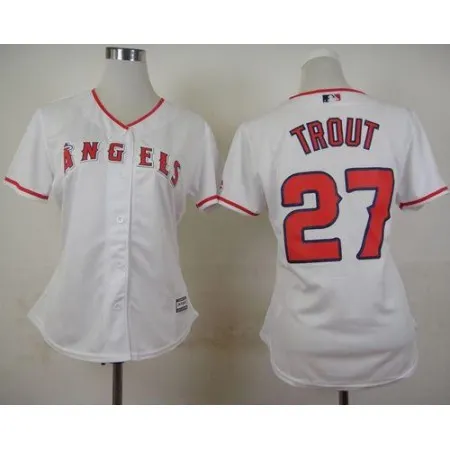 Women's Los Angeles Angels #27 Mike Trout White Home Stitched MLB Jersey