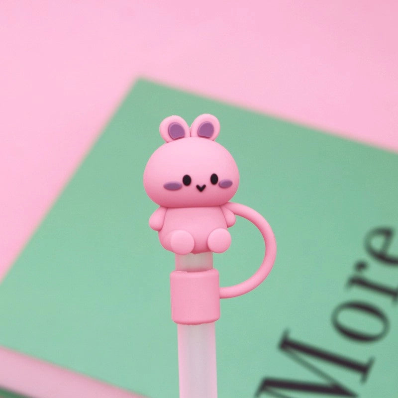 5 Pieces Silicone Straw Cap Flower Cartoon Baiyun Cup Straw Protective Cover Dust Plug 10mm