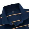 Men's Business Casual Striped Long Sleeve Polo Shirt