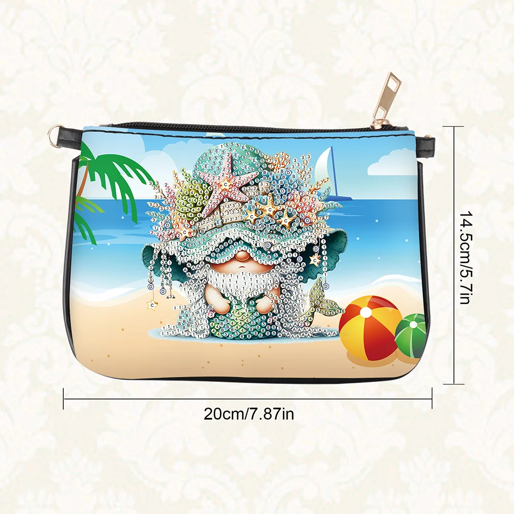 Beach Gnome Diamond Painting Coin Chain Purse 5D DIY Diamond Handmade Chain Bag