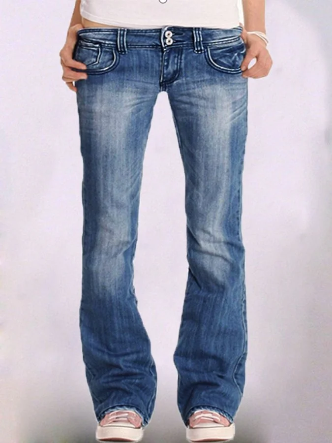 Casual Retro Mid-Rise Jeans