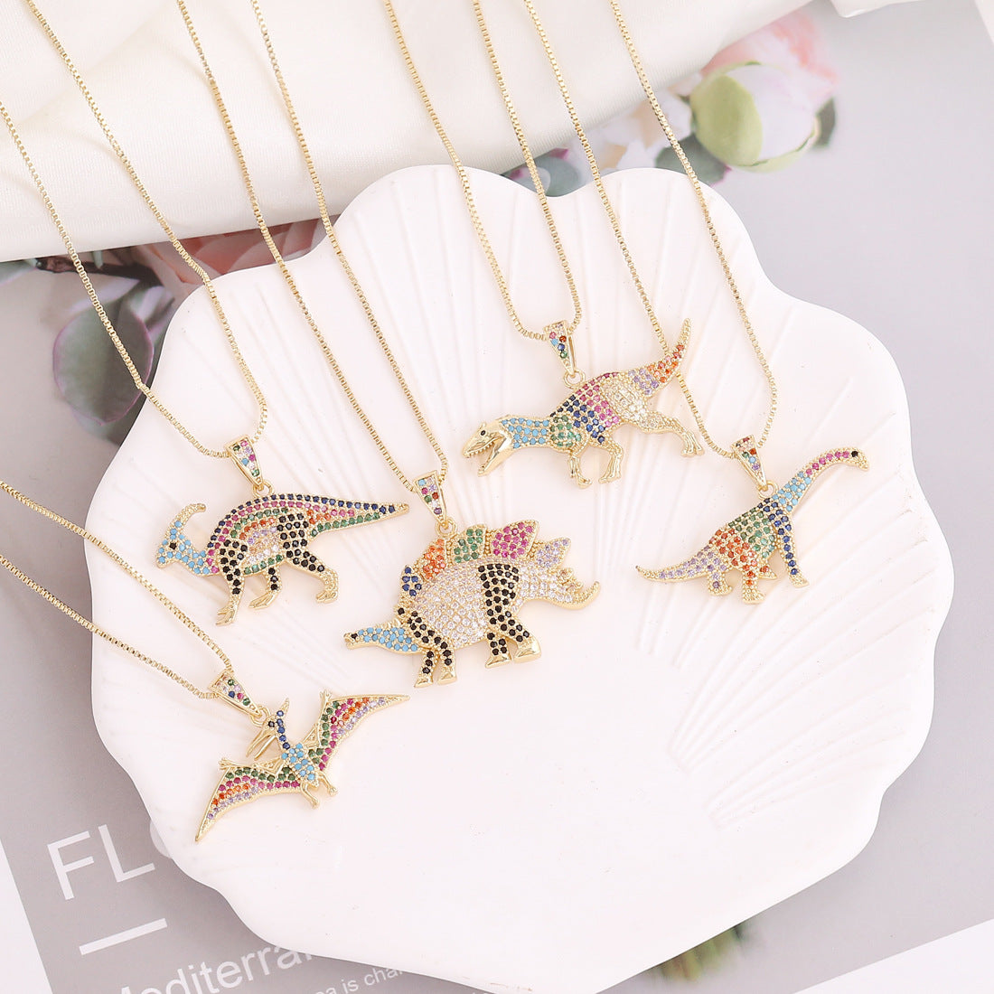 Unisex Metal Dinosaur Copper Electroplating Pendants