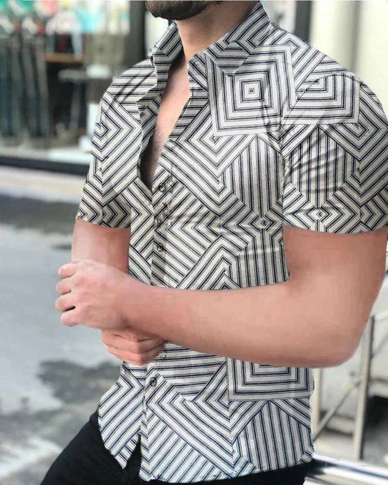 Men's Casual Printed Short-Sleeved Shirt48
