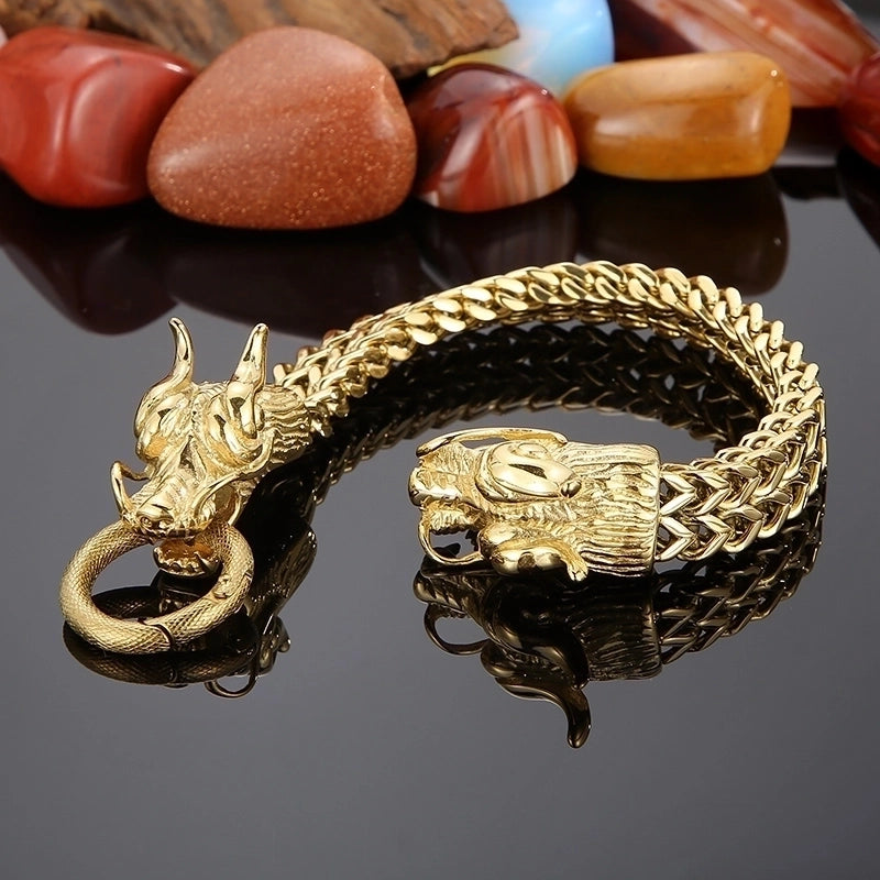 Hip-Hop Dragon 304 Stainless Steel 18K Gold Plated Men’s Bracelets