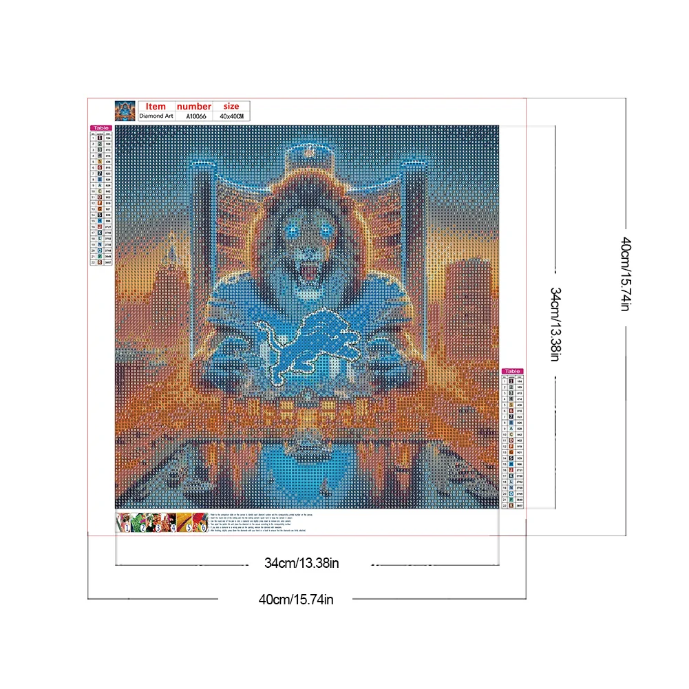 Diamond Painting - Full Round Drill - Detroit Lions(Canvas|40*40cm)