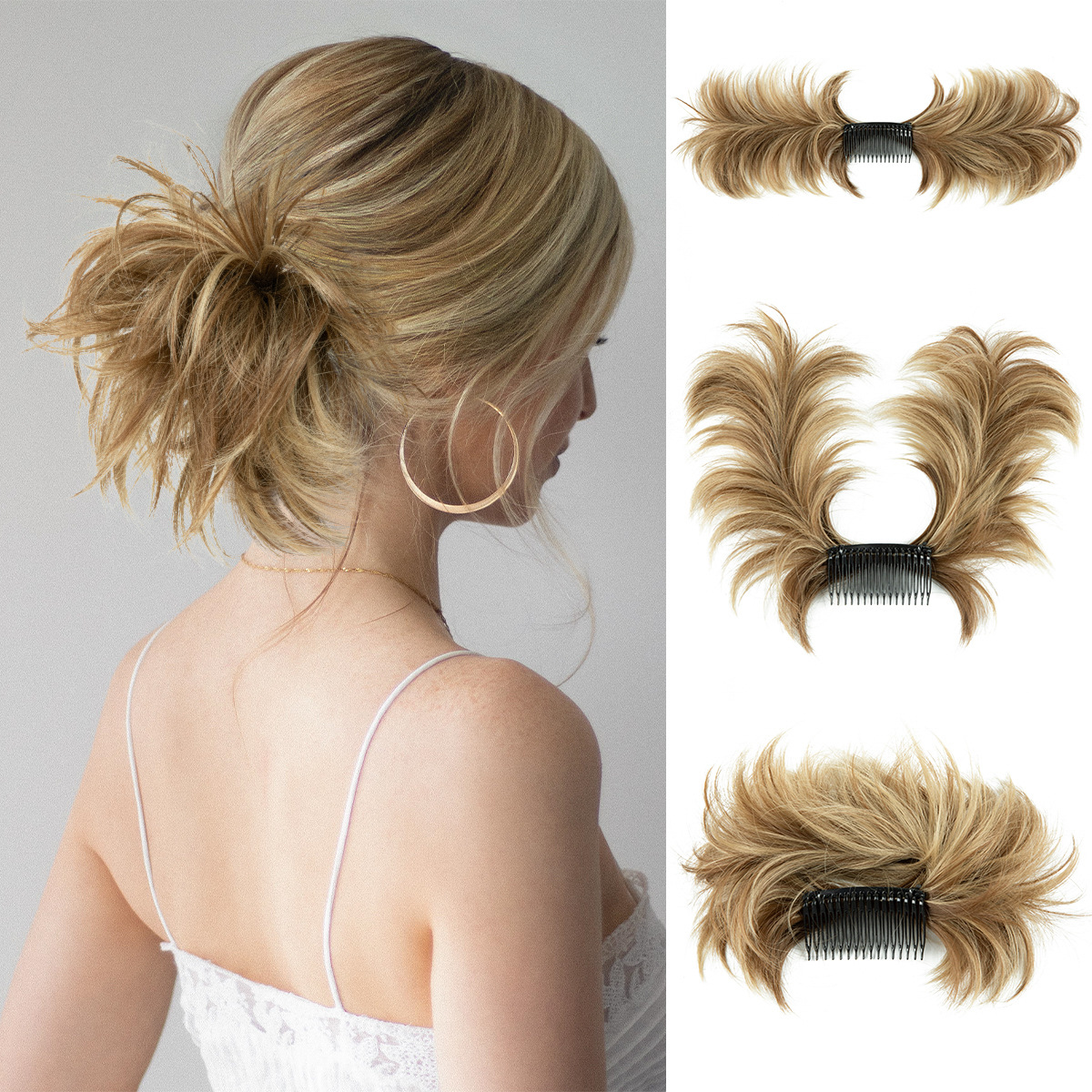 Synthetic Wig Set Mature Women's Adjustable Grip