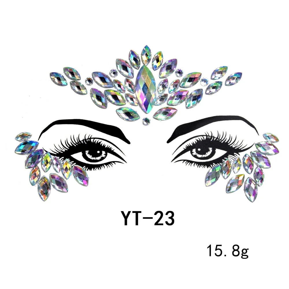 Sexy Style Rhinestone Acrylic Self-adhesive Jewelry Face Creative Tattoo Body Art Jewelry Masquerade Eyes Beauty Makeup Sticker