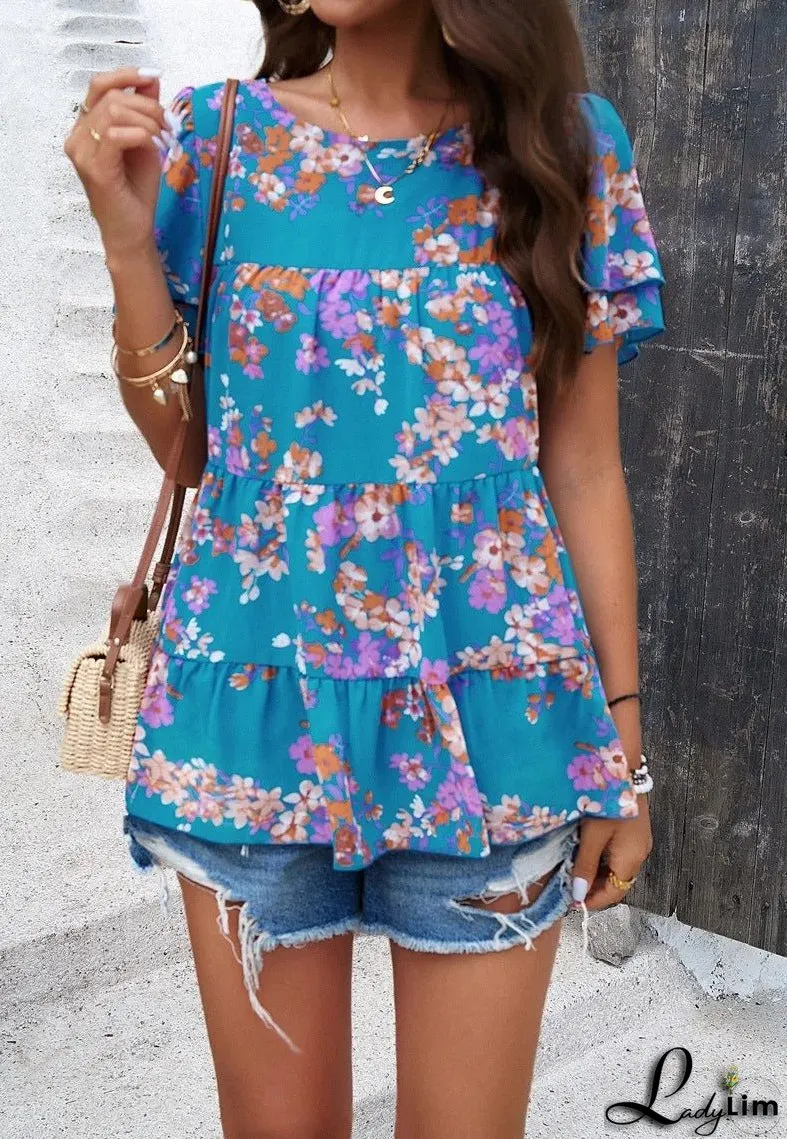 Floral Print Chiffon Blouse