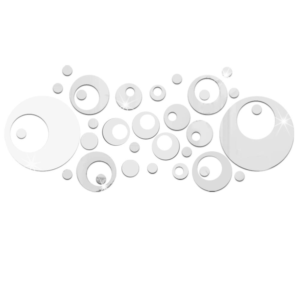 

28pcs/Set Removable Round DIY Mirror Wall Stickers Home Decoration, 501 Original