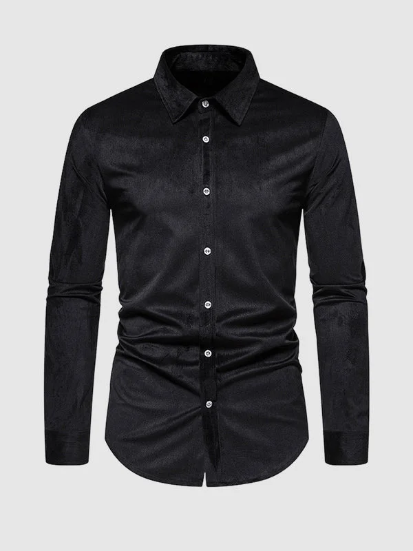 Men's Solid Color Corduroy Casual Long Sleeve Shirt