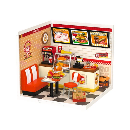 Rolife Yum Yum Burgers DIY Plastic Miniature House DW010 | Robotime Online