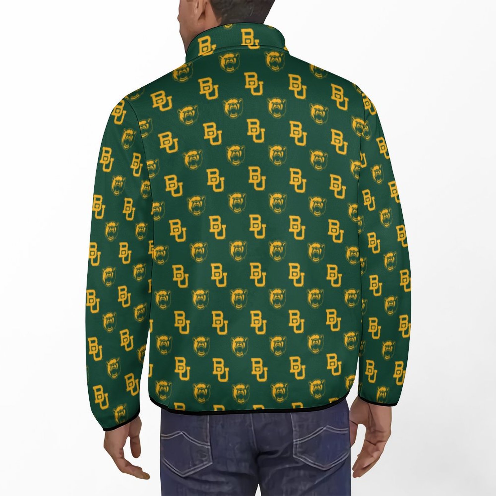 S-6XL Baylor University Green Mens Sweatshirt Casual Long Sleeve Outdoor Stand Collar Button Pullover Sweatshirts