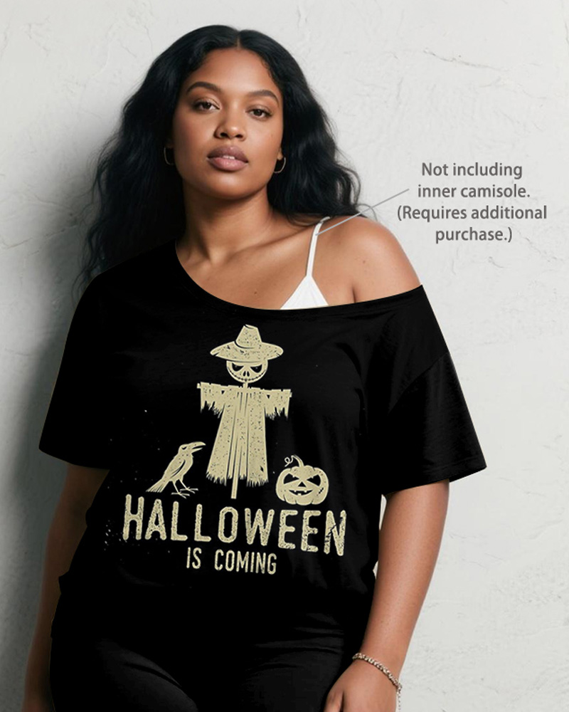 Women's Big & Tall Halloween Letters Graffiti Print Short Sleeve Shorts Suit