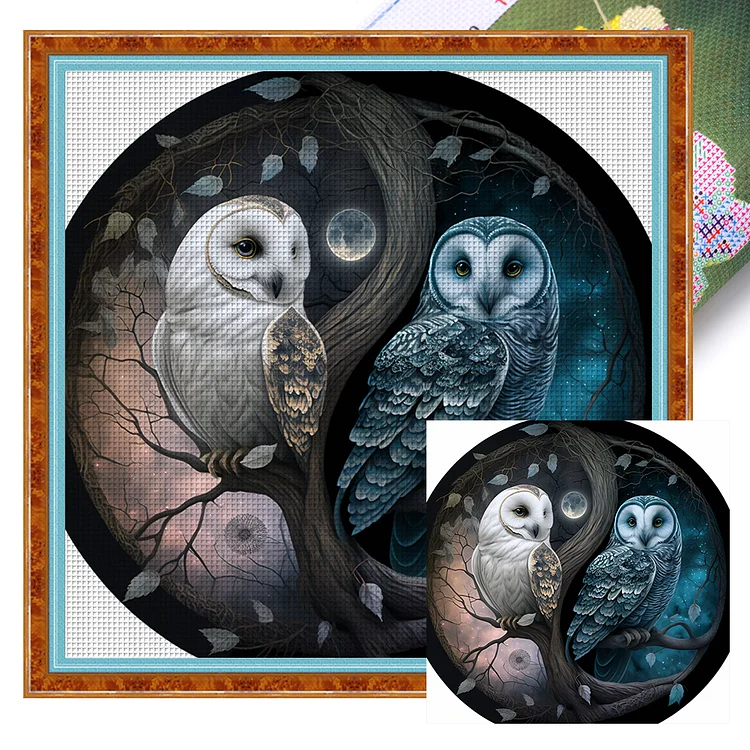 Tai Chi Yin Yang-Owl (45*45cm) 11CT Stamped Cross Stitch gbfke