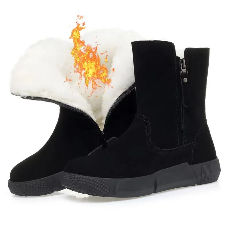Churchf Churchf Snow Boots Women's Fur Integrated 2023 Winter Velvet Warm Waterproof Cattle Anti Pompy Cotton Shoes Ankle Boots