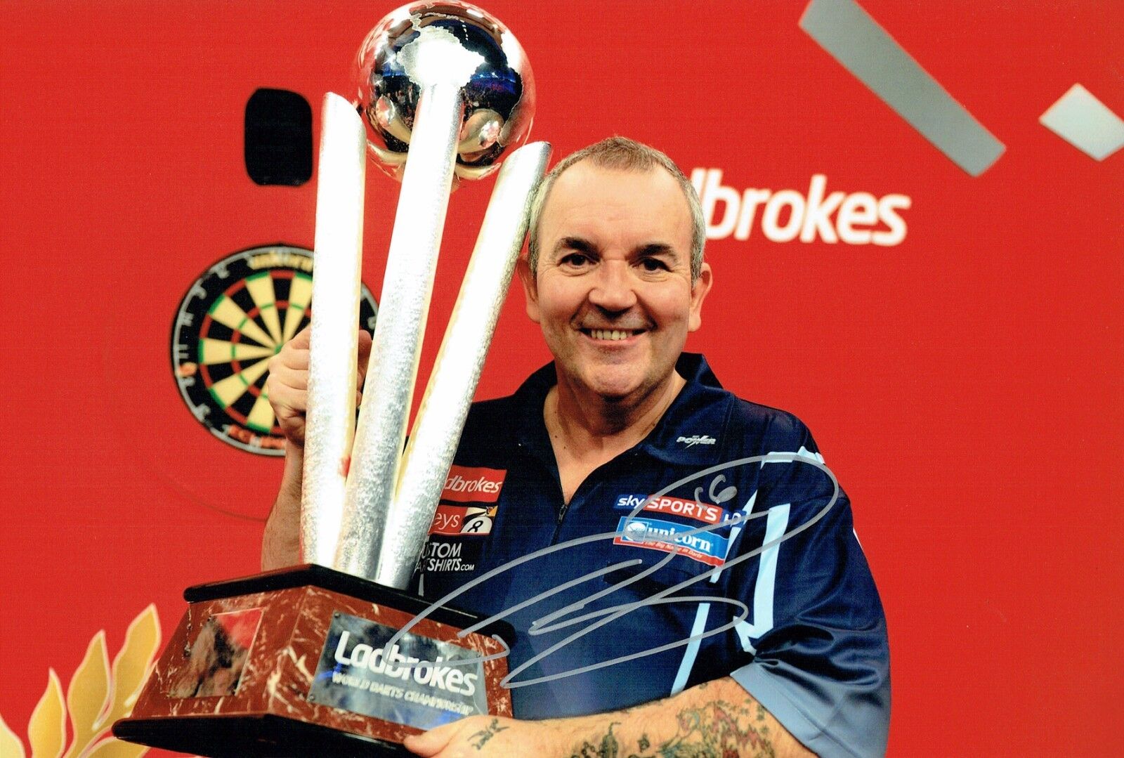 Phil The Power TAYLOR Signed Autograph 16 Darts Champion 12x8 Photo Poster painting D AFTAL COA