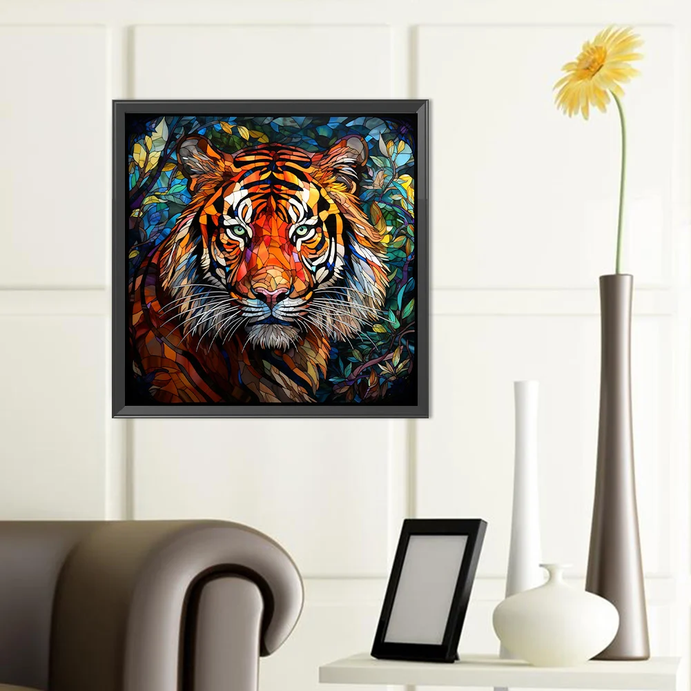 Diamond Painting - Full Round Drill - Stained Glass Tiger(Canvas|40*40cm)