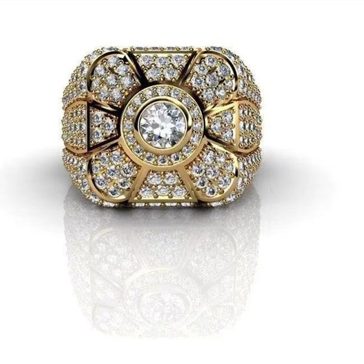 Iced Out Rhinestone Rings Bling Hip Hop Jewelry-VESSFUL