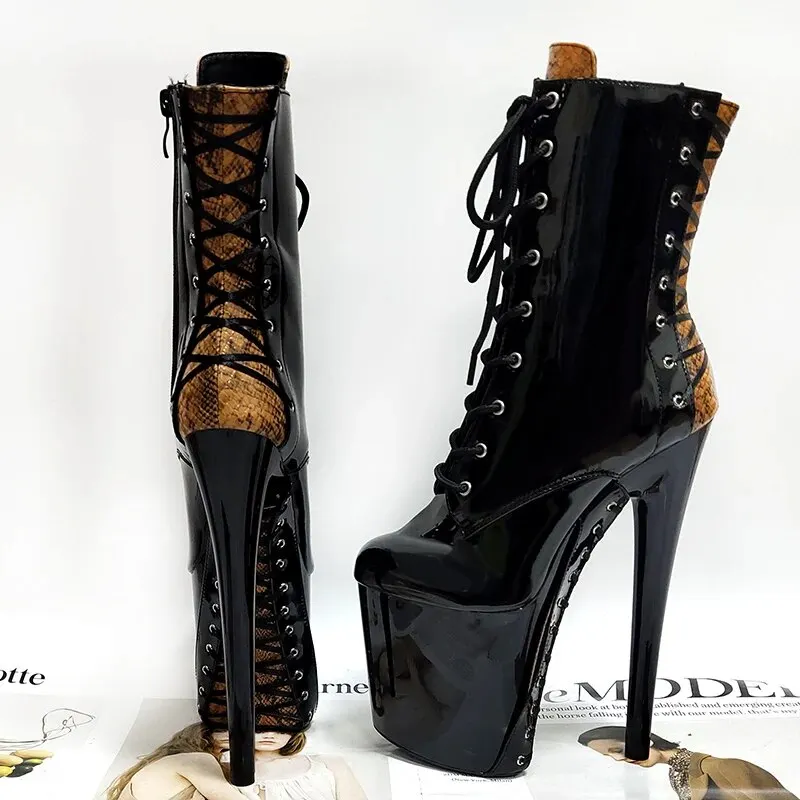 VCshoes Exotic Dancer Cross Dressing Strip Pole Dance 20cm Round Toe High Heels Catwalk Gothic Shoes Stripper Ankle Boots Nightclub New