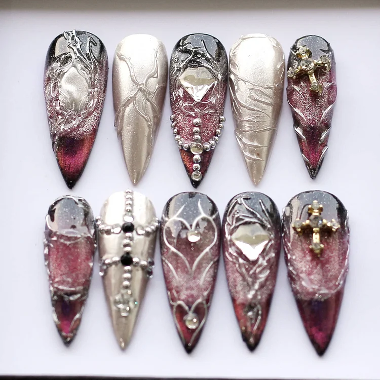 Gothic Cat Eye Mystique Press On Nails