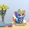 >SALE<Wooden Round Diamond Painting Desktop Diamond Art Table Decor (Kitten)