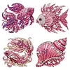 4pcs DIY Pink Sea Fish Diamond Painting Brooch