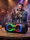 BT Portable Wireless Speakers with Mic & Radio Stereo Subwoofer Music Player RGB Colorful Light Soundbar Column For Home Use/Square Dancing/Karaoke