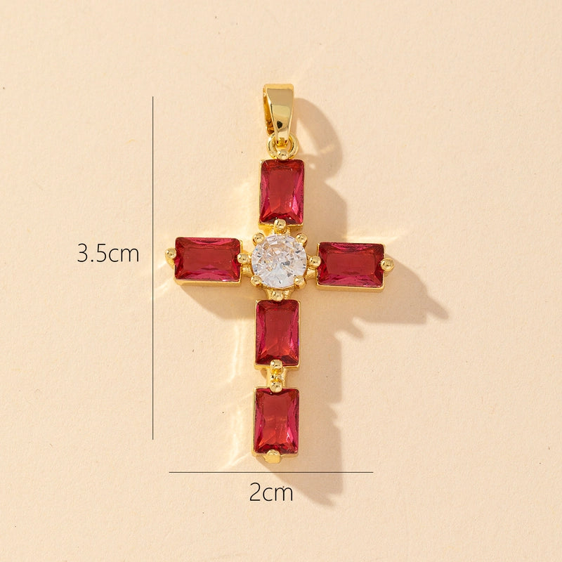 1 Piece Copper Zircon Printing Pendant