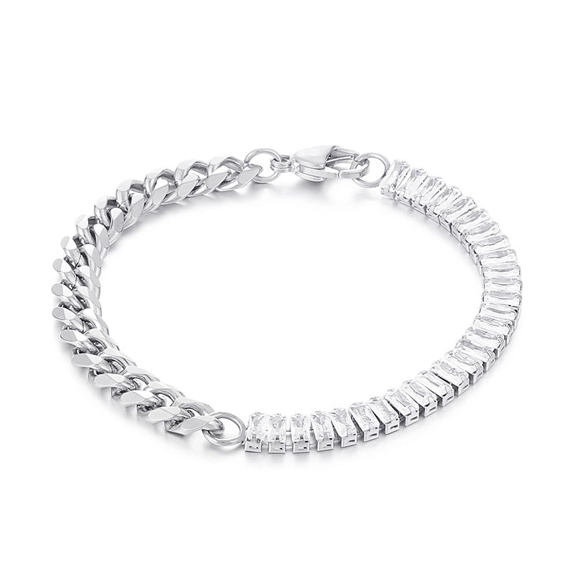 Fashion Geometric Titanium Steel Plating 18k Gold Plated Zircon Bracelets Necklace