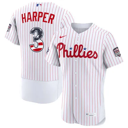 Men's Philadelphia Phillies #3 Bryce Harper Nike White 2026 All-Star Edition Stars & Stripes Authentic Jersey