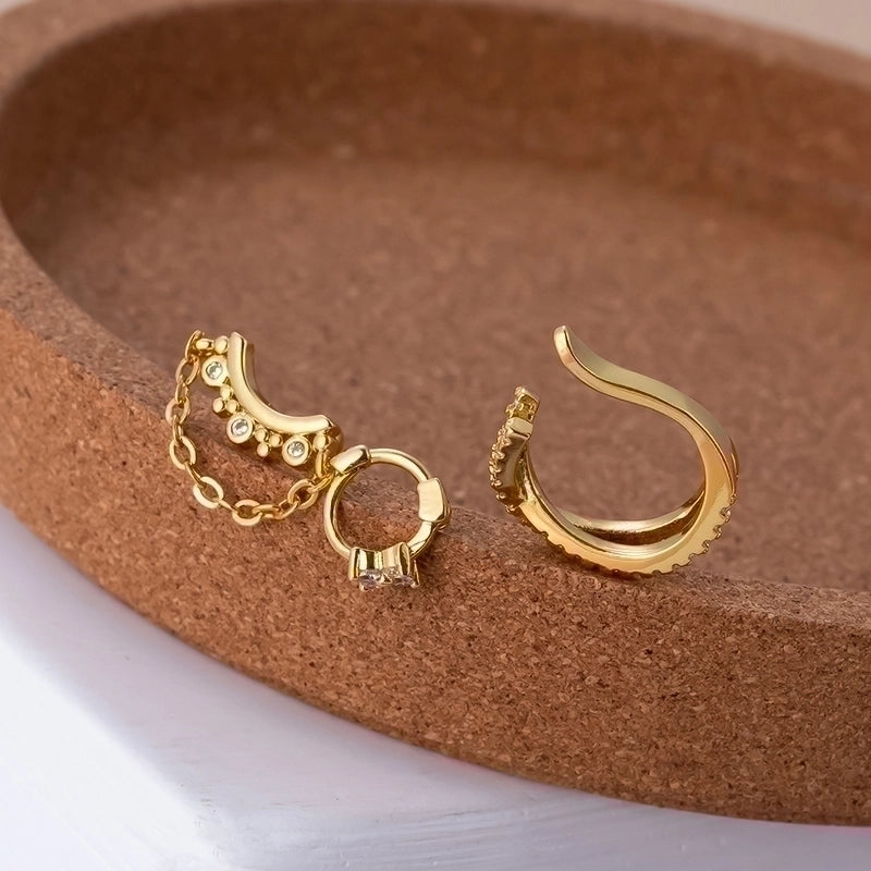 1 Piece Ear Cartilage Rings & Studs Sweet Minimalist Geometric Flower 316L Stainless Steel  Copper Plating Inlay Zircon