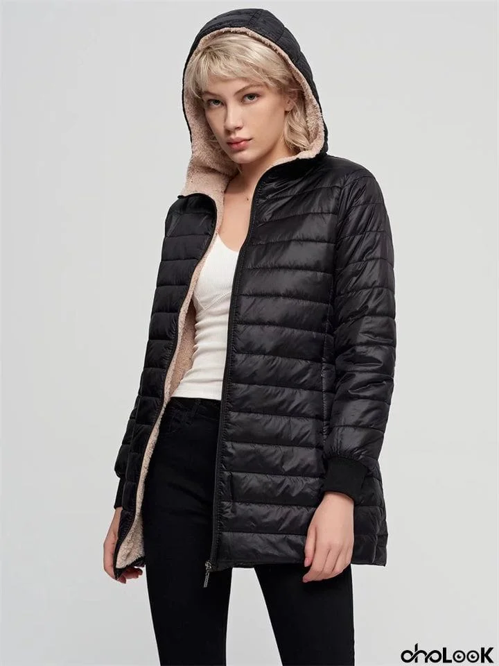 Winter Casual Waterproof Warm Plush Hooded Coat for Women