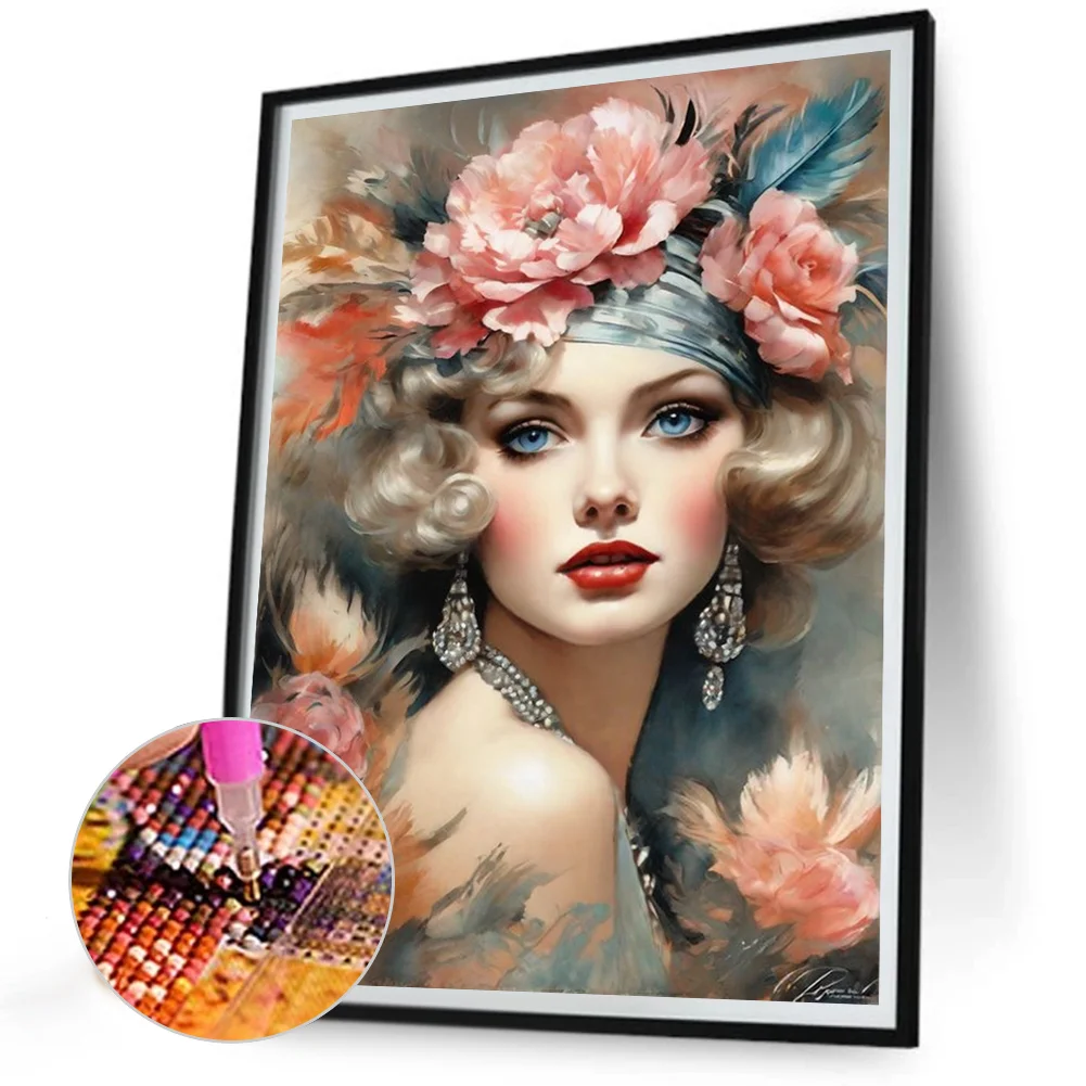 Diamond Painting - Full Round Drill - Flower Lady(Canvas|30*40cm)