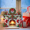 DIY Red Wreath Stocking-Wooden Diamond Painting Ornaments