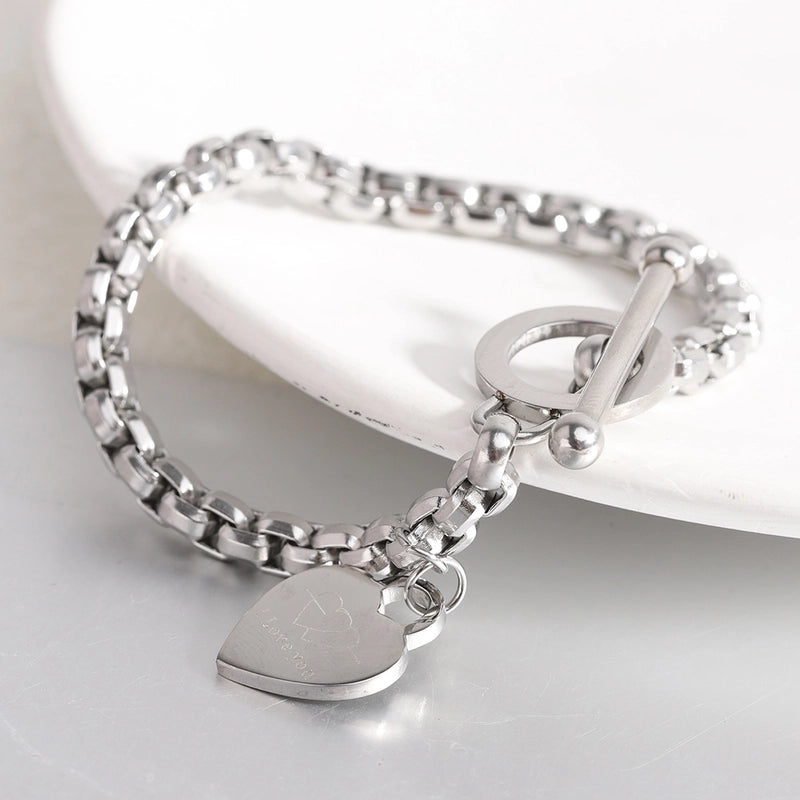 Casual Classic Style Heart Shape Titanium Steel 18K Gold Plated Bracelets In Bulk