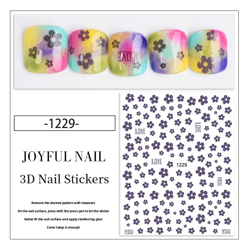 3D Rose Flowers Butterfly Sticker Sliders for Nails Elegant Leaf Floral Design Decals DIY Nail Art Decorations