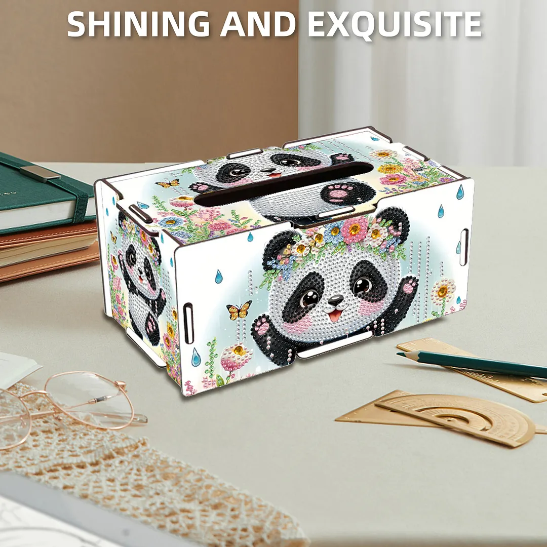 Panda DIY Diamond Art Paper Towel Holder for Home and Office Decoration