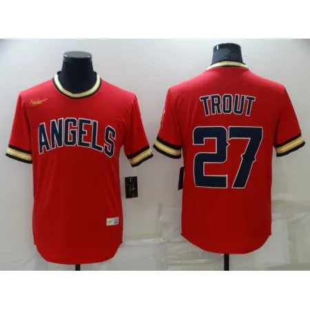 Men's Los Angeles Angels #27 Mike Trout Red Cool Base Stitched Jersey