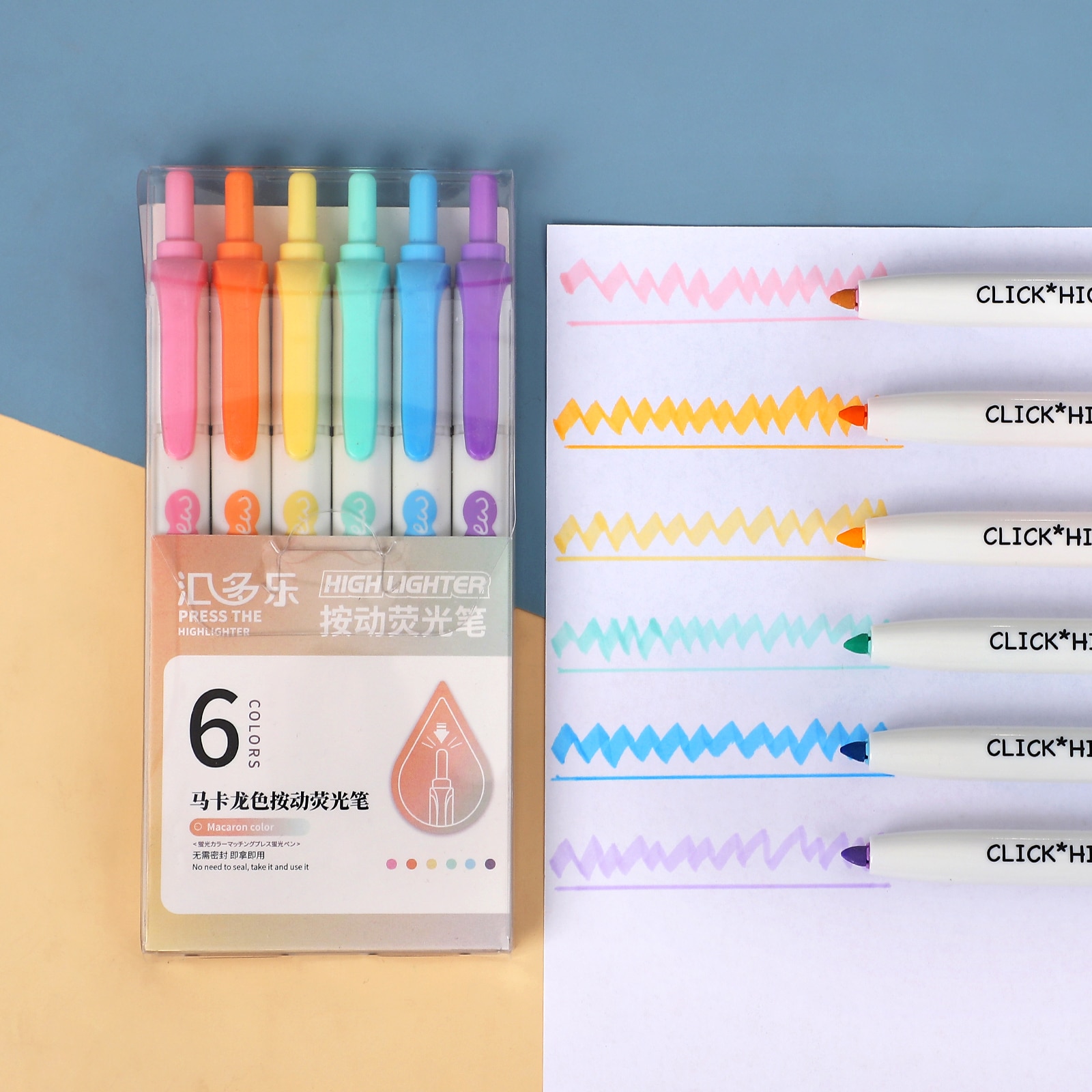 JOURNALSAY  6 Pcs/Set Push Highlighter Morandi Macaron Color Vintage